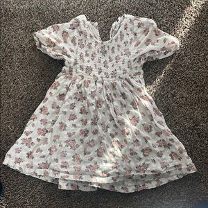 Floral Kids Dress in White and Pink